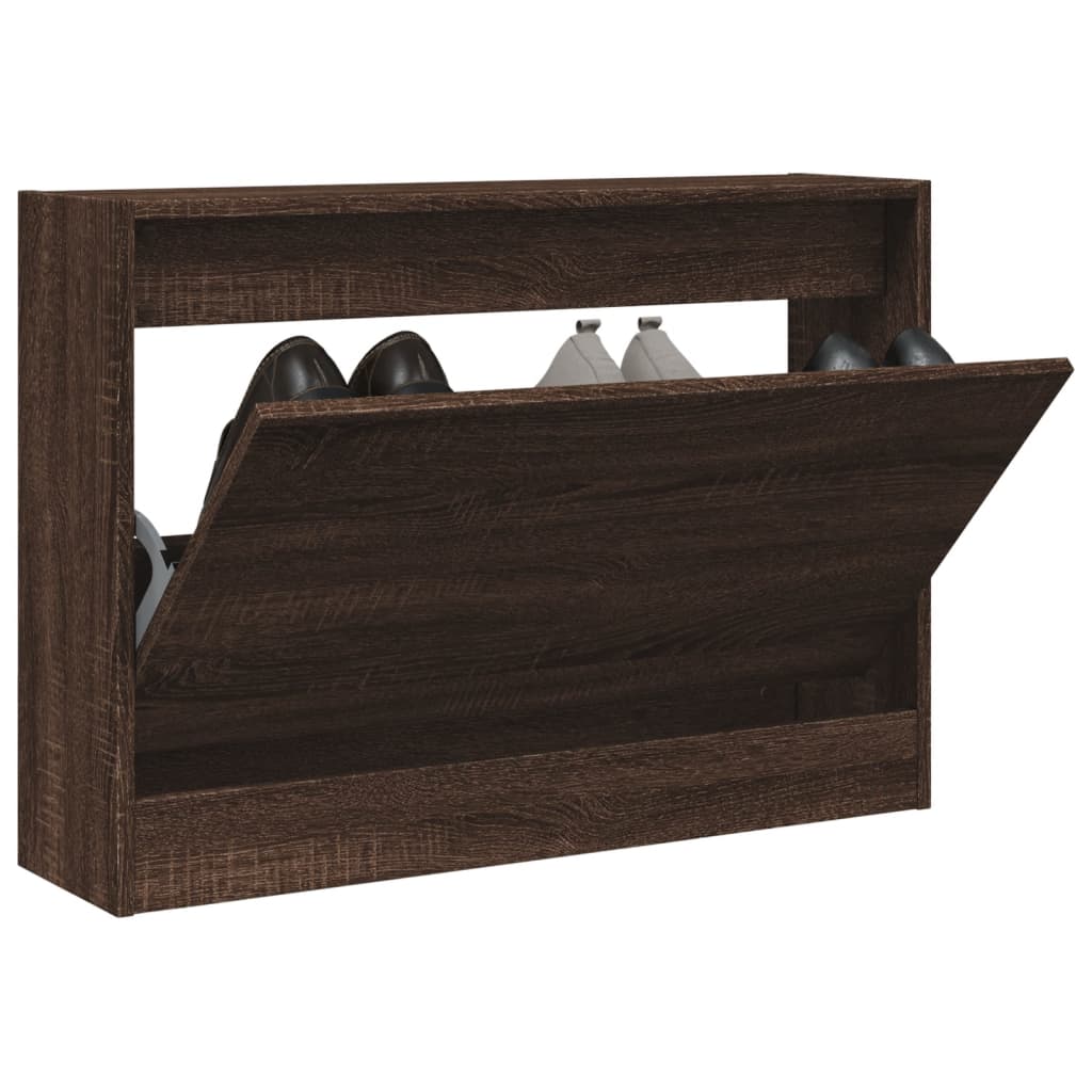 Zapatero de madera contrachapada roble ahumado 75x34x112 cm