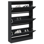 Zapatero de madera contrachapada roble ahumado 75x34x112 cm