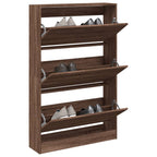 Zapatero de madera contrachapada roble ahumado 75x34x112 cm