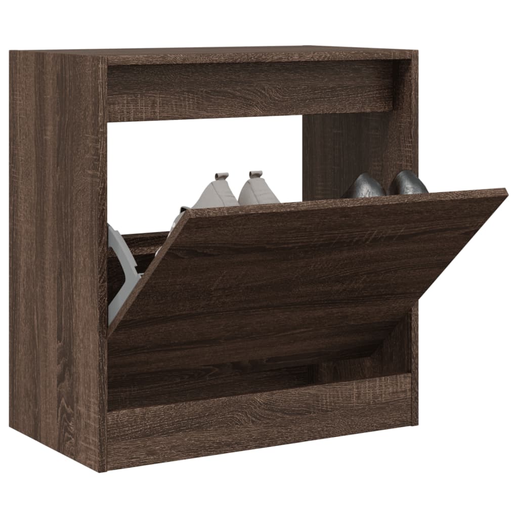 Zapatero de madera contrachapada roble ahumado 75x34x112 cm