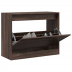 Zapatero de madera contrachapada roble ahumado 75x34x112 cm