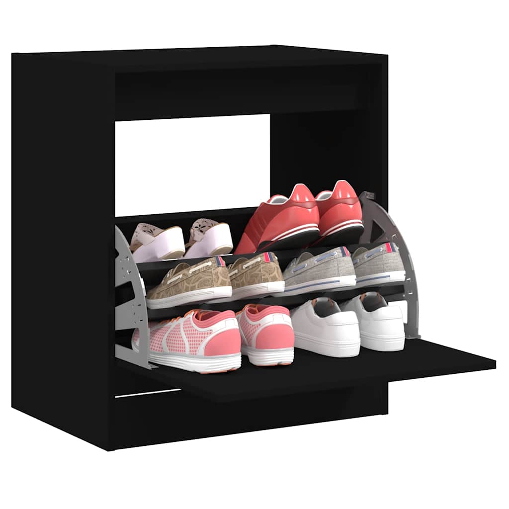 Zapatero de madera contrachapada roble ahumado 75x34x112 cm