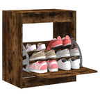 Zapatero de madera contrachapada roble ahumado 75x34x112 cm