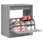 Zapatero de madera contrachapada roble ahumado 75x34x112 cm