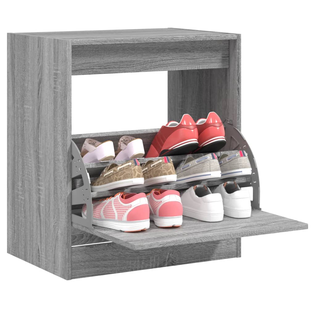 Zapatero de madera contrachapada roble ahumado 75x34x112 cm