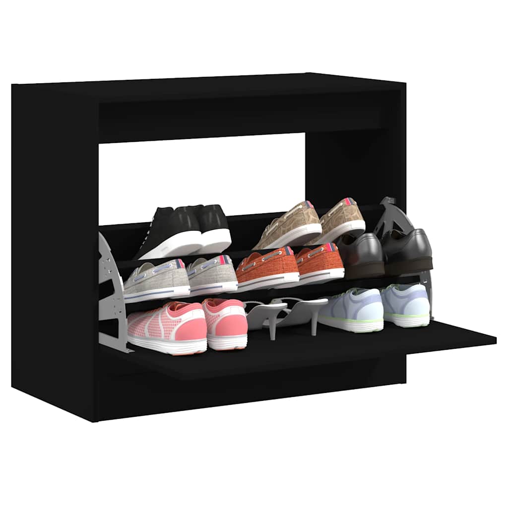 Zapatero de madera contrachapada roble ahumado 75x34x112 cm