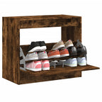 Zapatero de madera contrachapada roble ahumado 75x34x112 cm