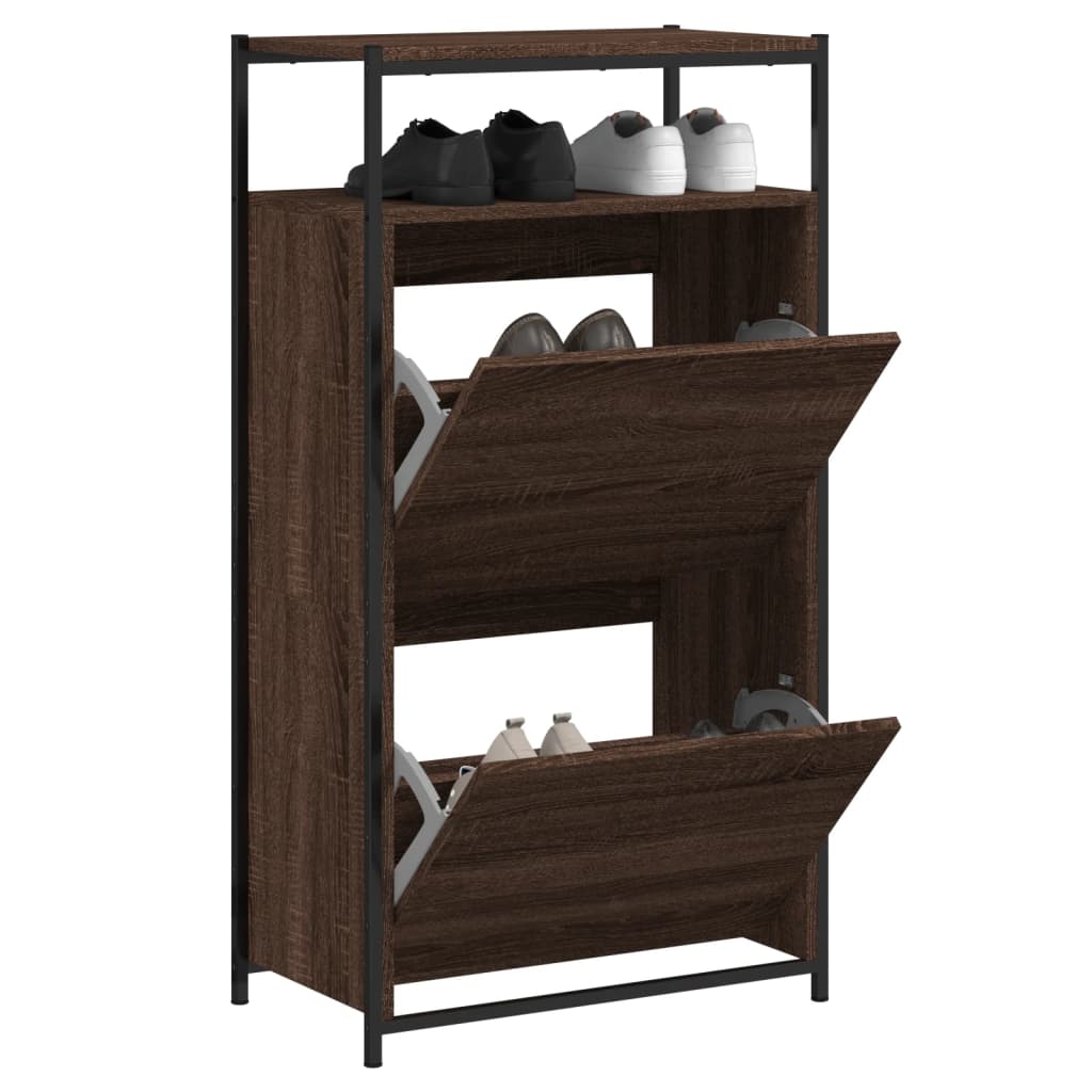 Zapatero de madera contrachapada roble ahumado 75x34x112 cm