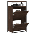 Zapatero de madera contrachapada roble ahumado 75x34x112 cm