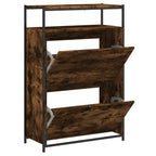 Zapatero de madera contrachapada roble ahumado 75x34x112 cm