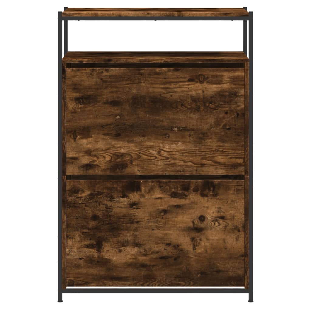 Zapatero de madera contrachapada roble ahumado 75x34x112 cm