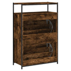 Zapatero de madera contrachapada roble ahumado 75x34x112 cm