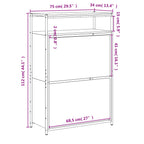 Zapatero de madera contrachapada roble ahumado 75x34x112 cm