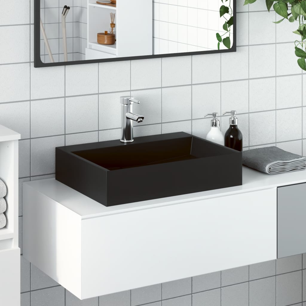 Lavabo de fundición de mineral/mármol antracita 120x46x11 cm