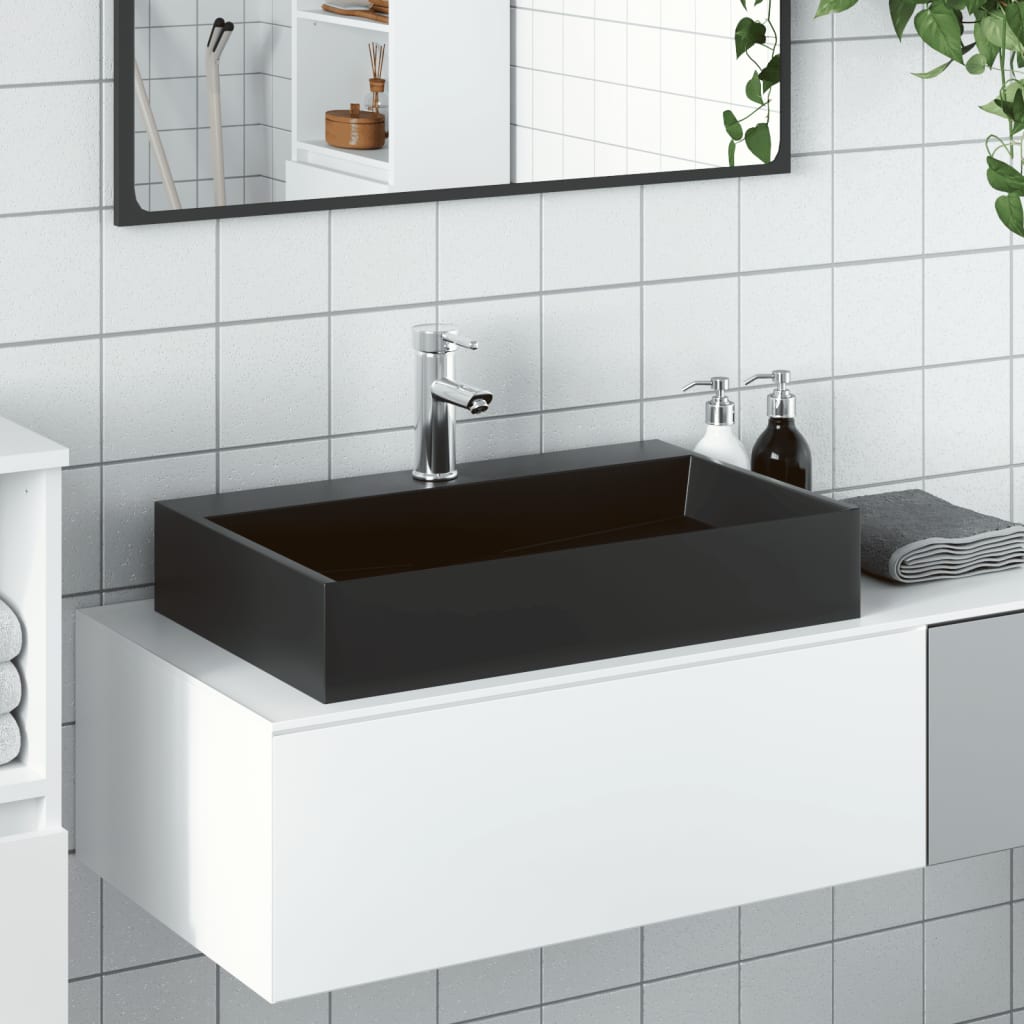 Lavabo de fundición de mineral/mármol antracita 120x46x11 cm