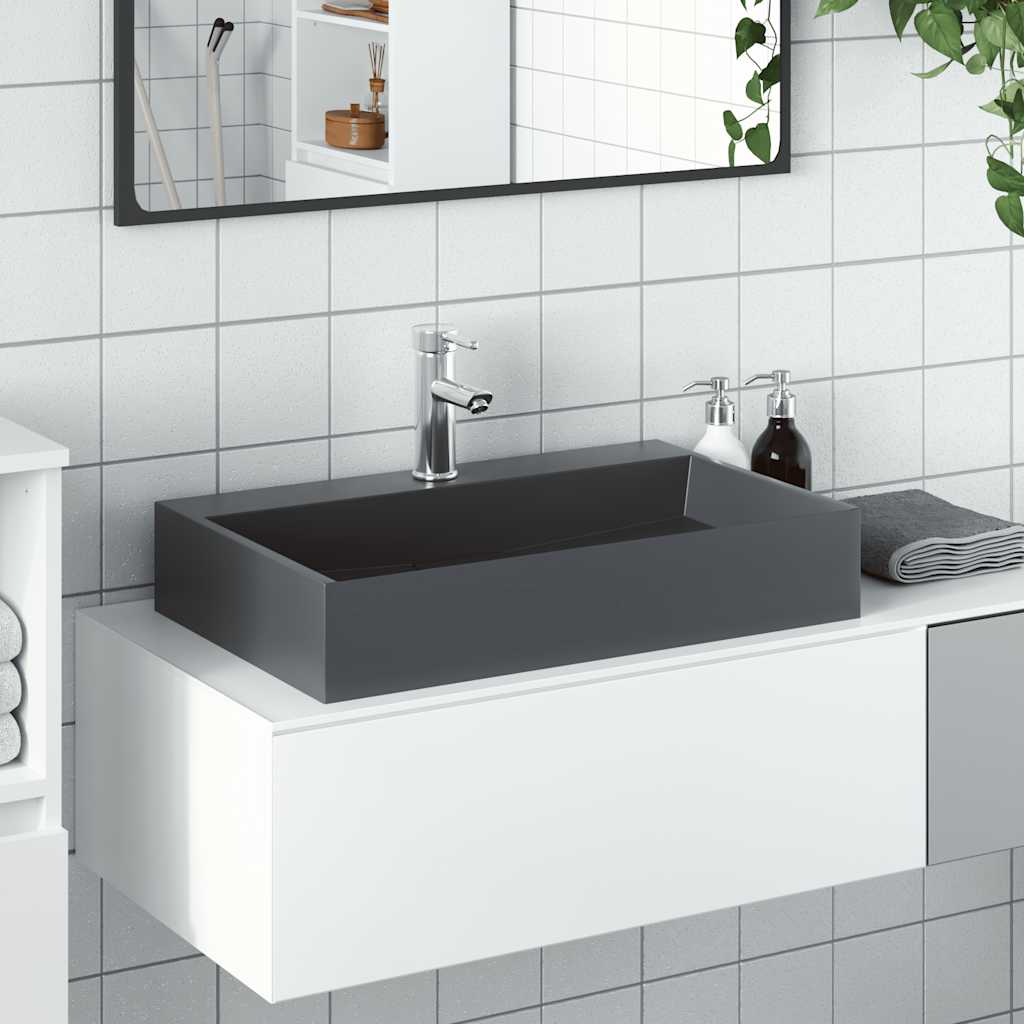 Lavabo de fundición de mineral/mármol antracita 120x46x11 cm