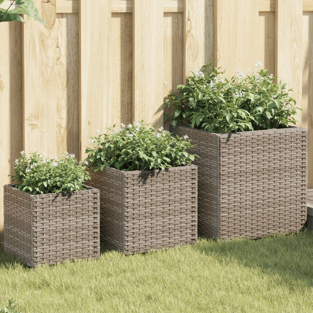 Jardineras 2 unidades ratán sintético gris 30x30x60 cm