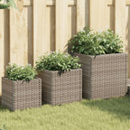 Jardineras 2 unidades ratán sintético gris 30x30x60 cm