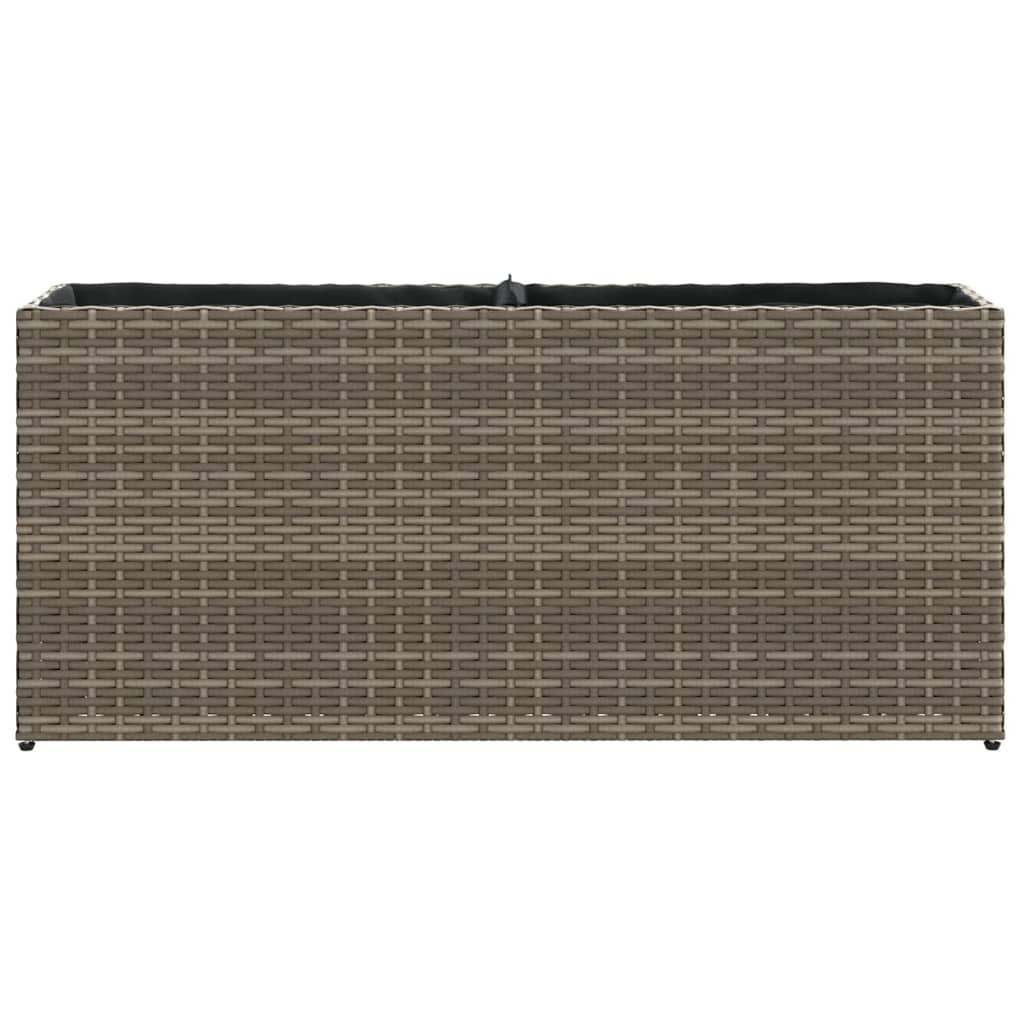Jardinera con 2 maceteros de ratán sintético gris 90x20x40 cm