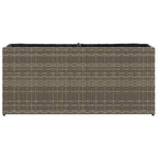 Jardinera con 2 maceteros de ratán sintético gris 90x20x40 cm