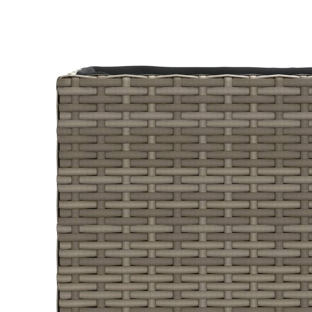 Jardinera con 2 maceteros de ratán sintético gris 90x20x40 cm