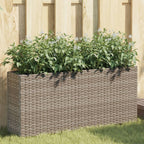 Jardinera con 2 maceteros de ratán sintético gris 90x20x40 cm