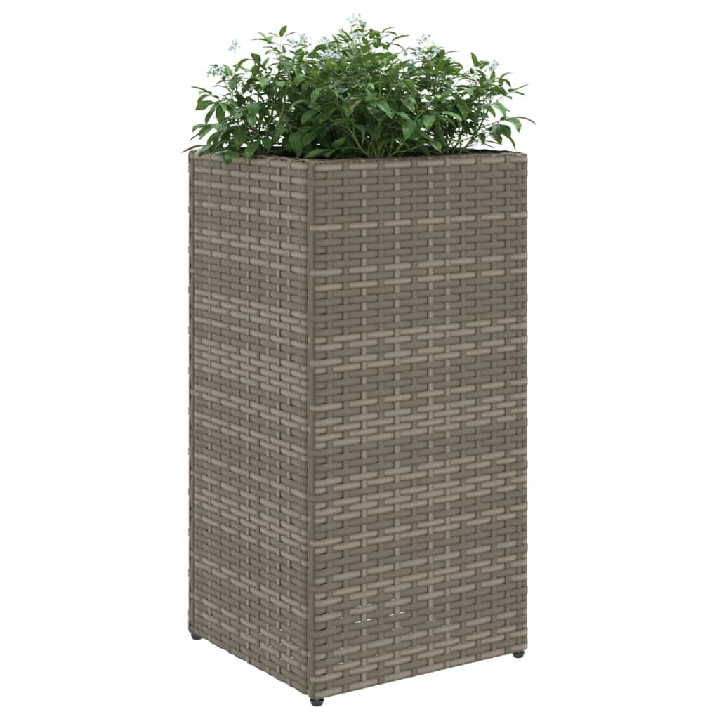 Jardinera de ratán sintético gris 30x30x60 cm