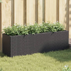 Jardinera con 2 maceteros de ratán sintético gris 90x20x40 cm