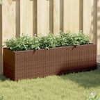 Jardinera con 2 maceteros de ratán sintético gris 90x20x40 cm