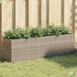 Jardinera con 2 maceteros de ratán sintético gris 90x20x40 cm