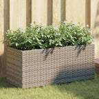 Jardinera con 2 maceteros de ratán sintético gris 90x20x40 cm