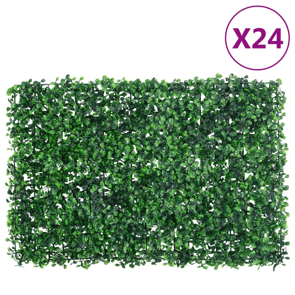 Valla de hojas de arbusto artificial 24 uds verde 40x60 cm