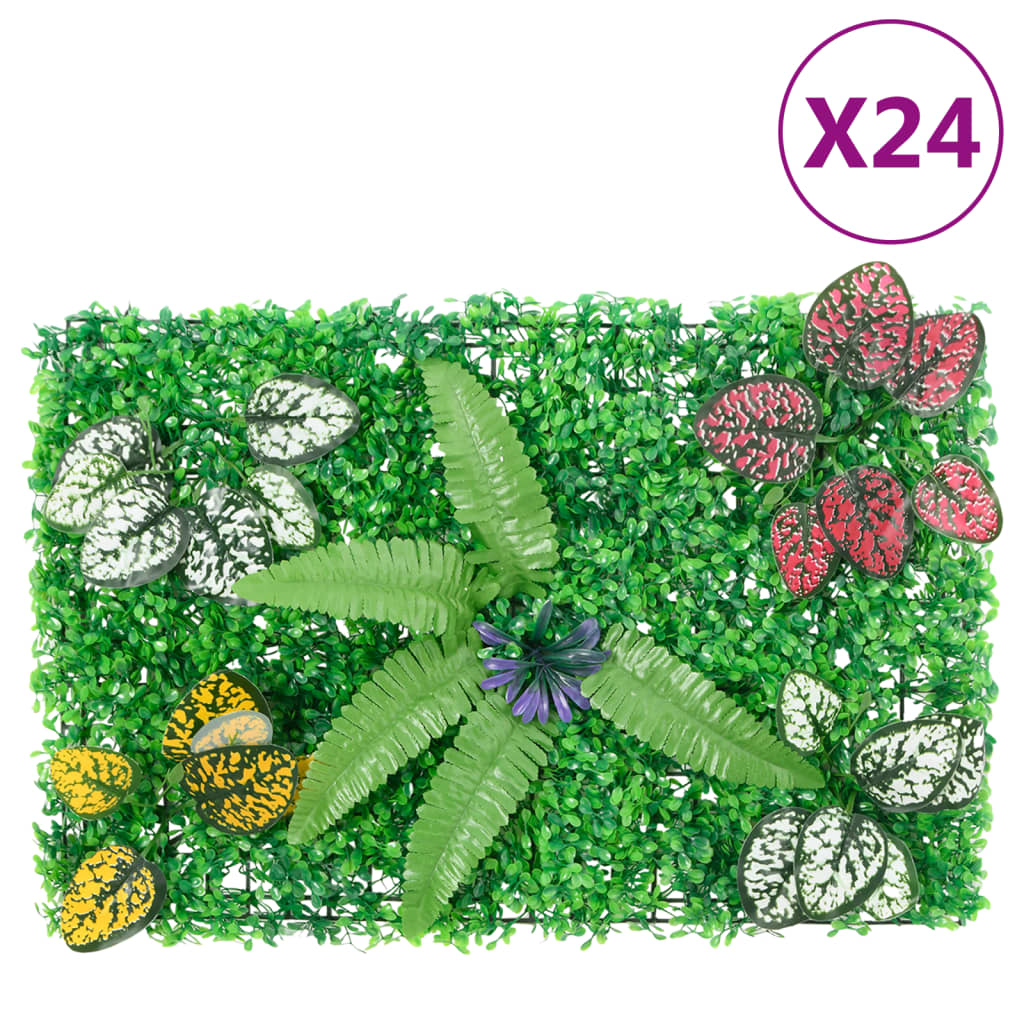 Valla de plantas artificiales 24 uds verde 40x60 cm