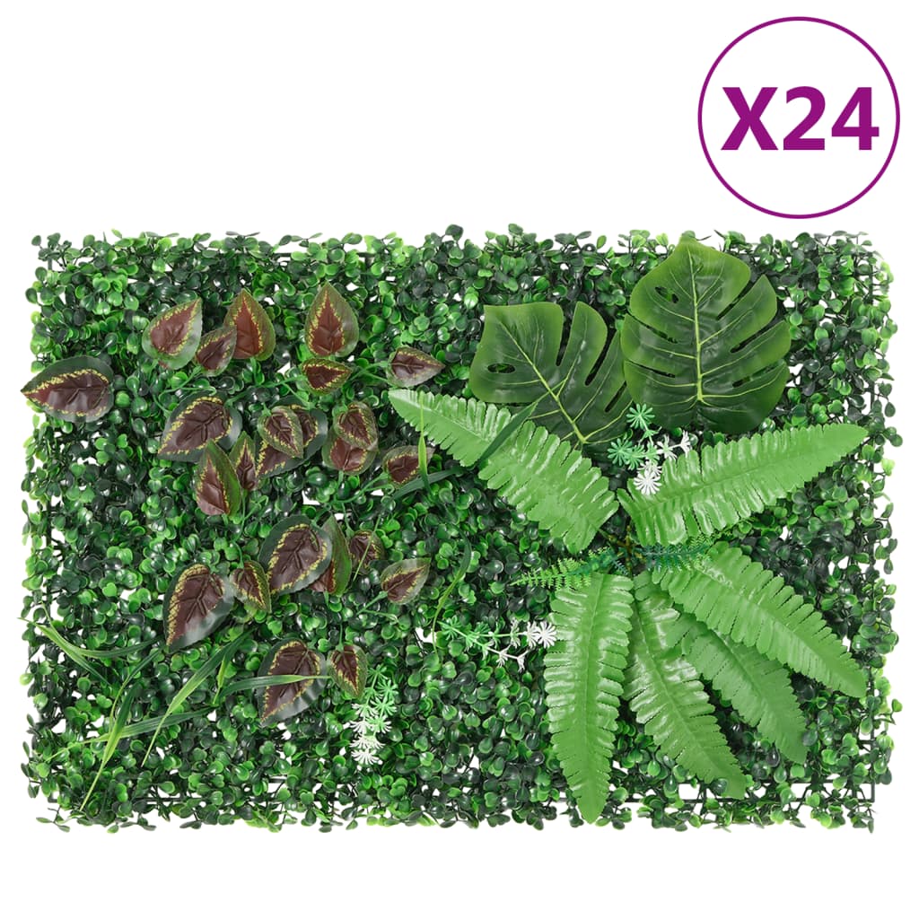 Valla de plantas artificiales 24 uds verde 40x60 cm