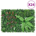 Valla de plantas artificiales 24 uds verde 40x60 cm