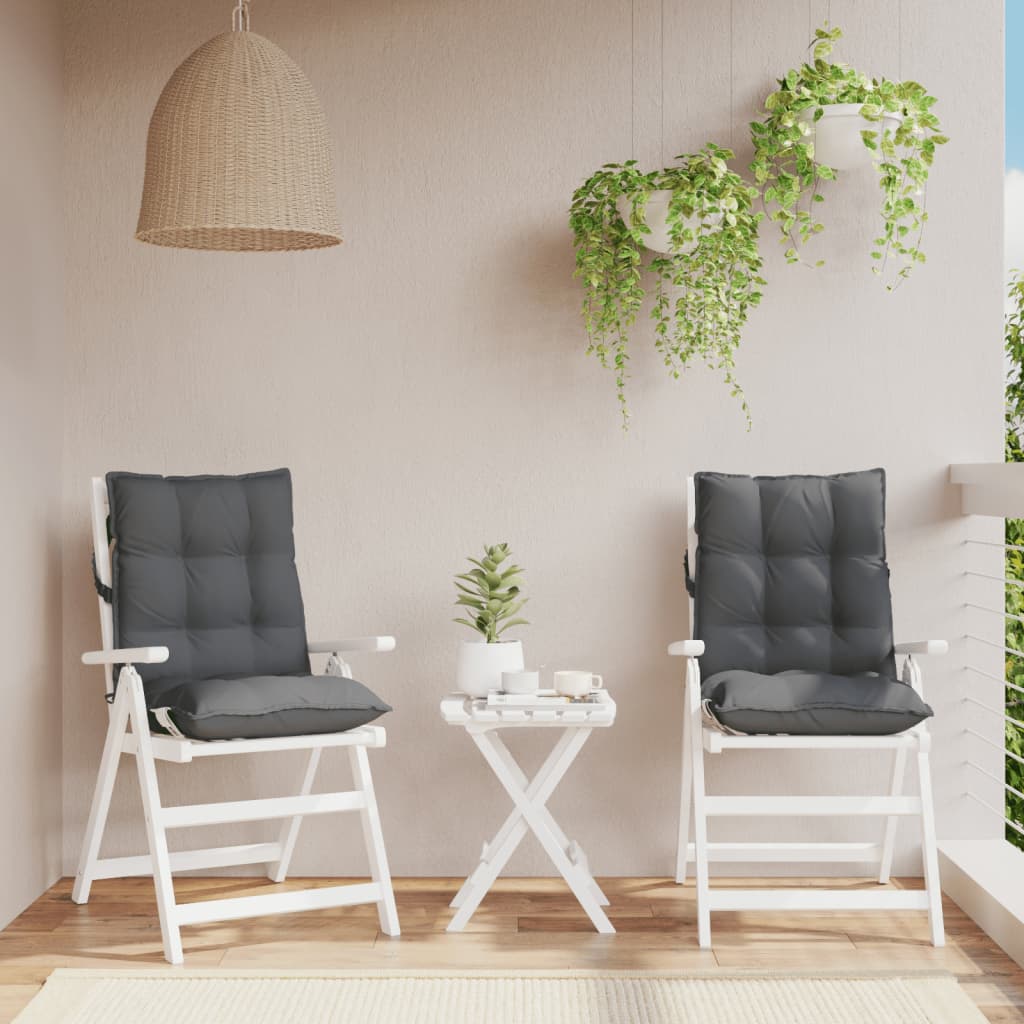 Cojín silla jardín respaldo bajo 2 uds tela Oxford antracita