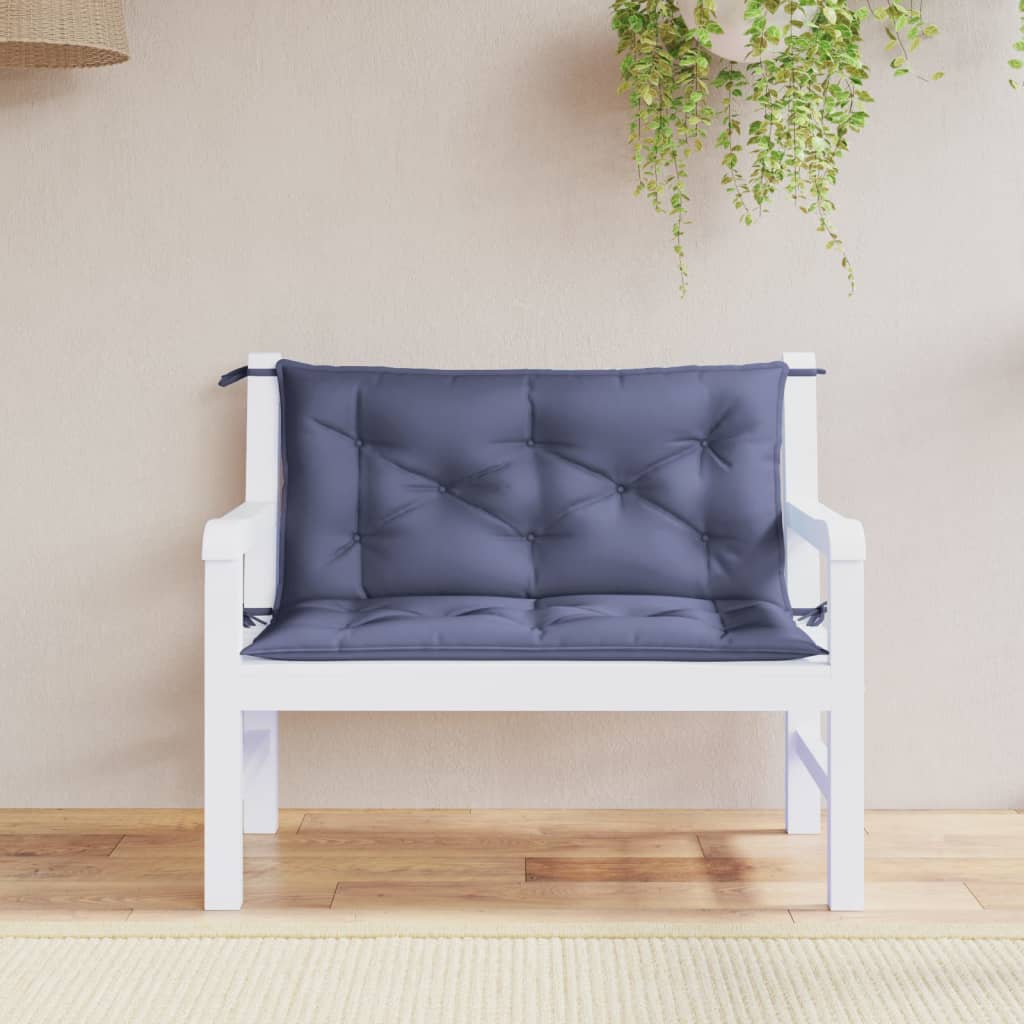 Cojín de banco de jardín tela a rayas azul y blanco 200x50x4 cm