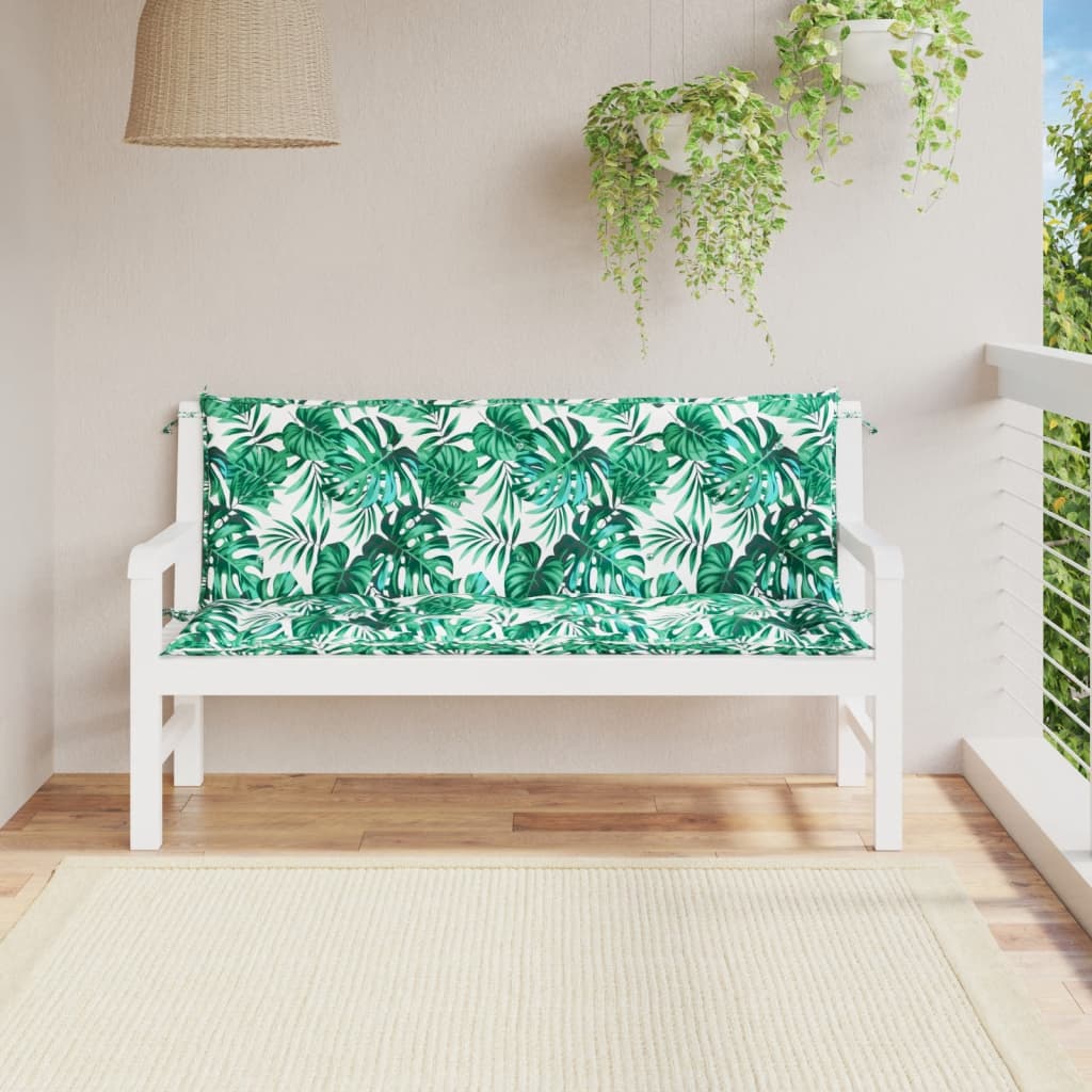 Cojín de banco de jardín tela a rayas azul y blanco 200x50x4 cm