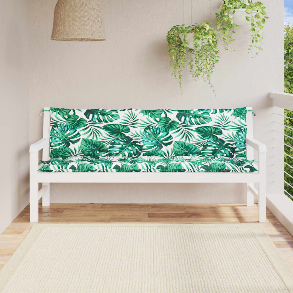 Cojín de banco de jardín tela a rayas azul y blanco 200x50x4 cm