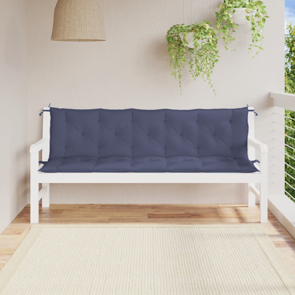Cojín de banco de jardín tela a rayas azul y blanco 200x50x4 cm