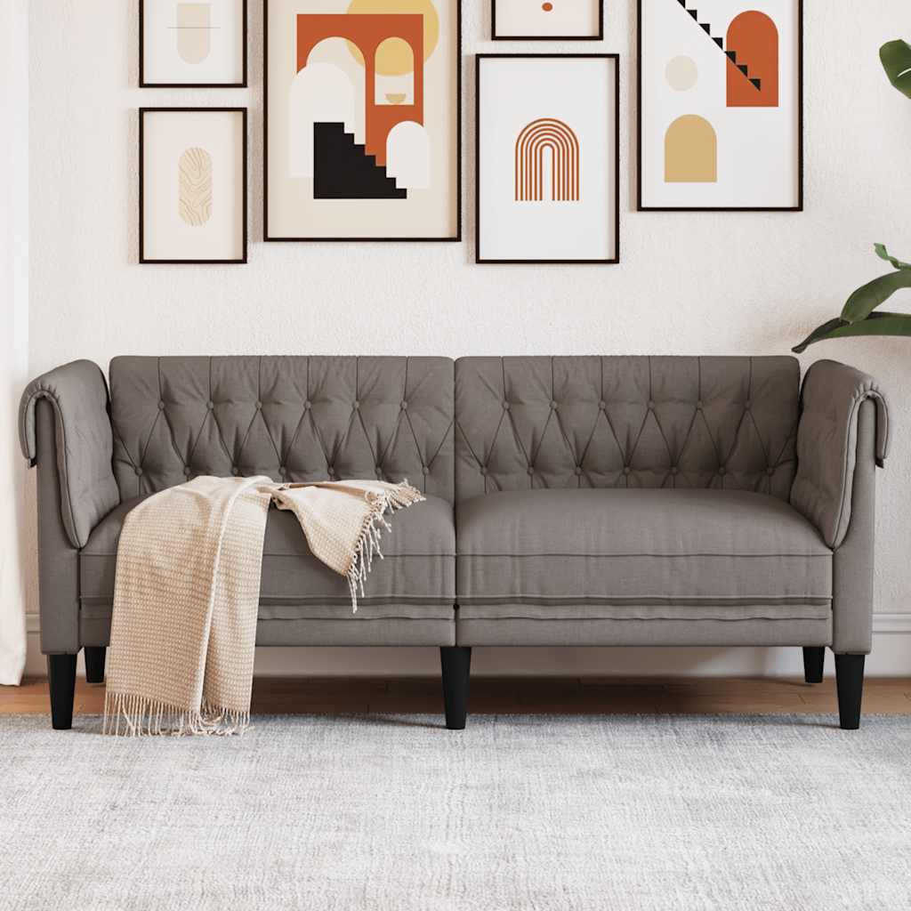 2-seater Chesterfield sofa with yellow velvet cushions