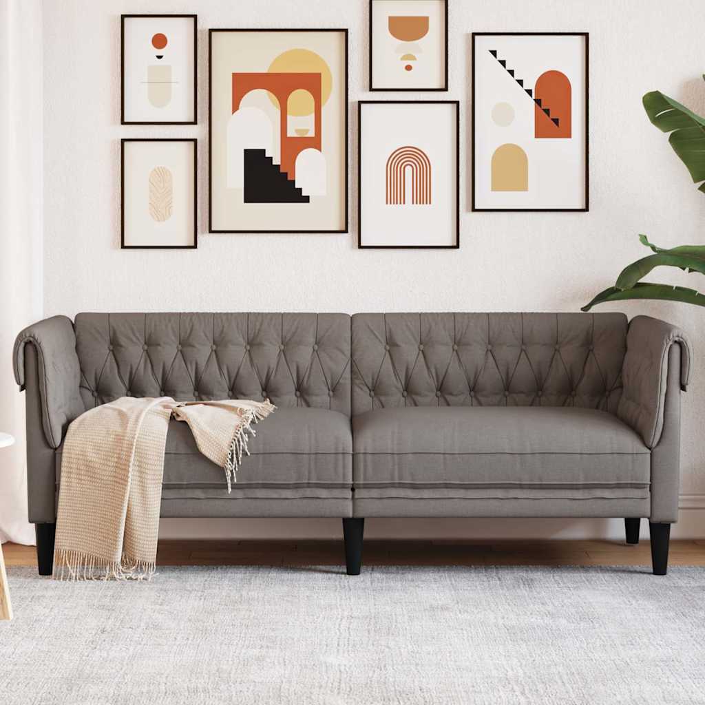 Chesterfield 3-seater sofa with yellow velvet cushions