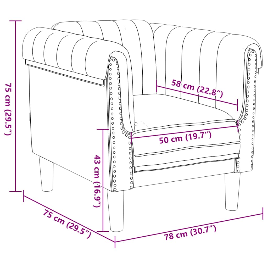 Sillón de cuero sintético de ante marrón