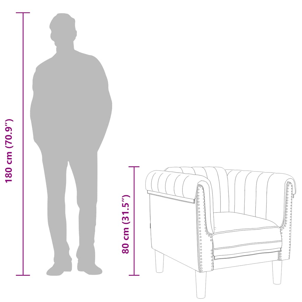 Sillón de cuero sintético de ante marrón