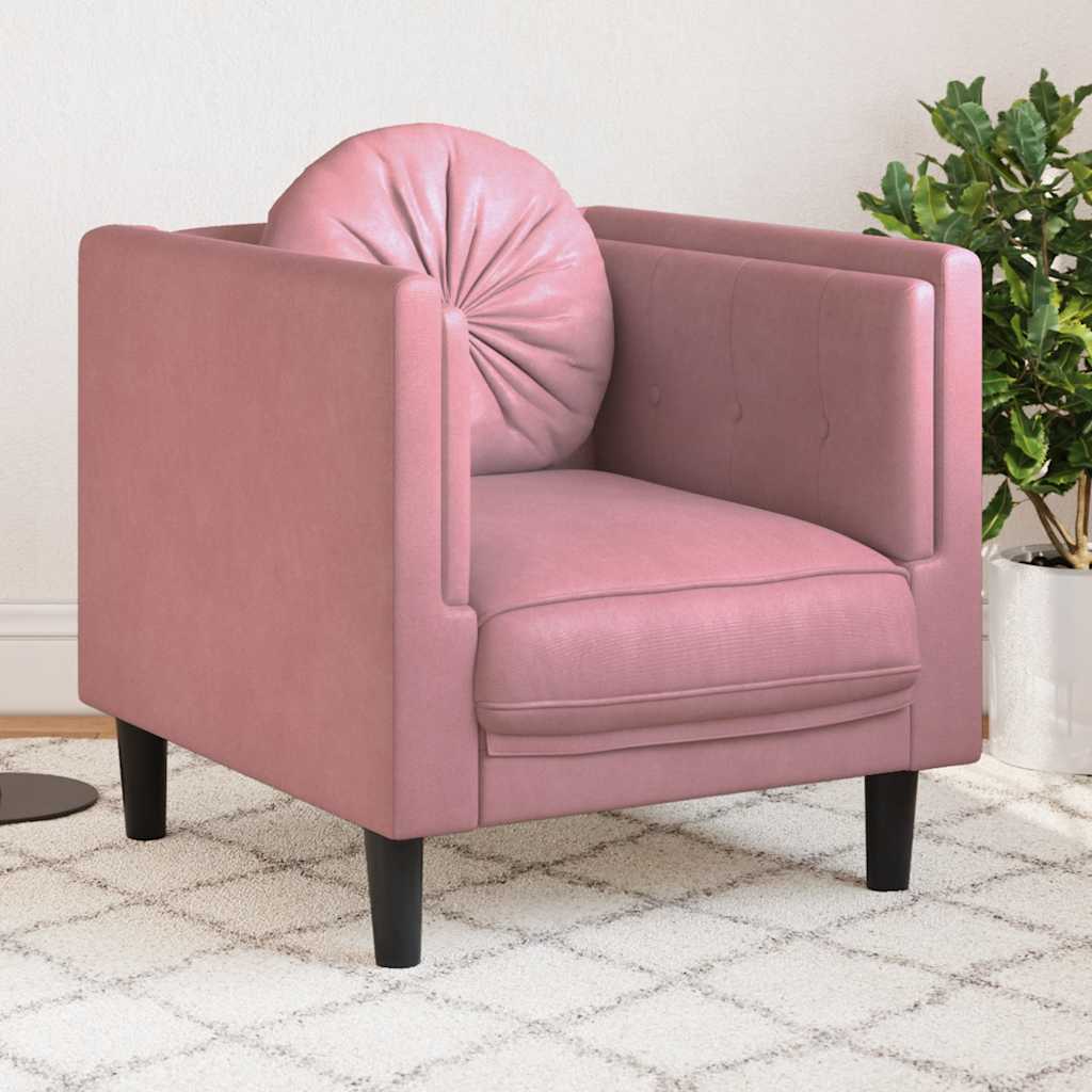 Sillón con cojín de cuero sintético de ante marrón