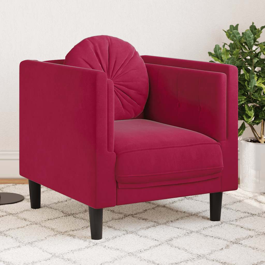 Sillón con cojín de cuero sintético de ante marrón