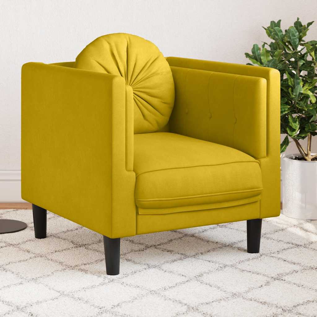 Sillón con cojín de cuero sintético de ante marrón