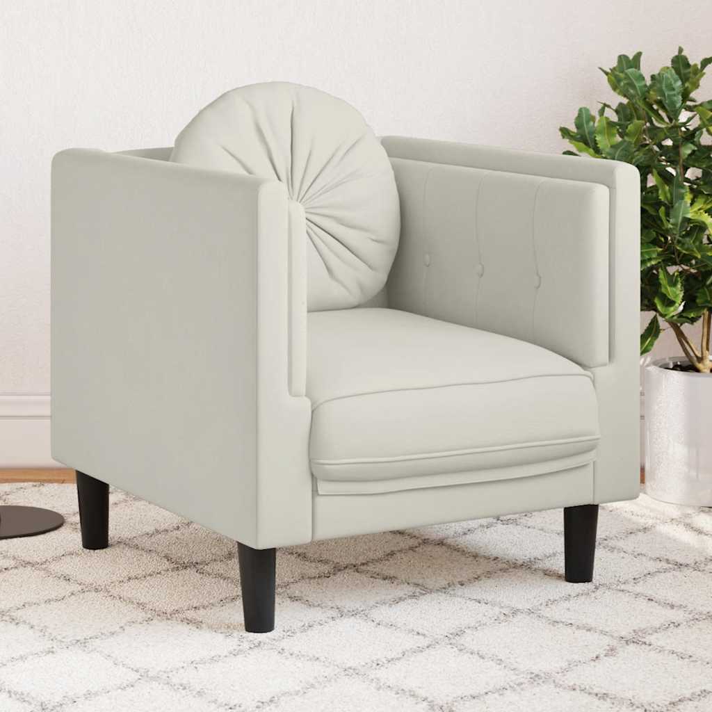 Sillón con cojín de cuero sintético de ante marrón