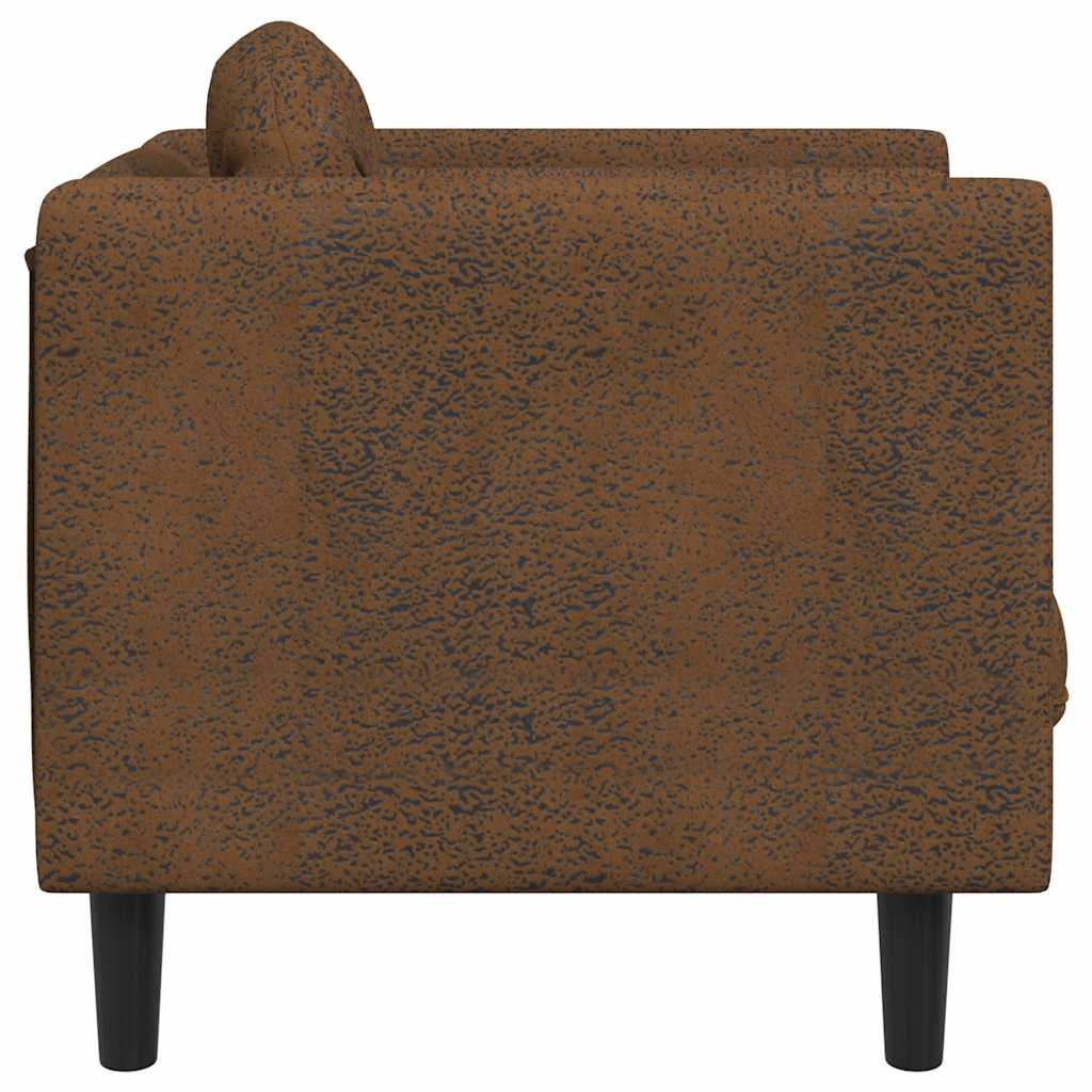 Sillón con cojín de cuero sintético de ante marrón