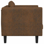 Sillón con cojín de cuero sintético de ante marrón